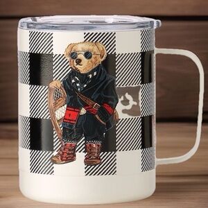 Polo Ralph Lauren Outdoor Holiday Bear Mug Stainless Steel Plaid